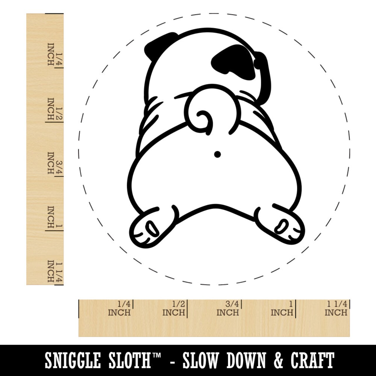 Pug from Behind Butt Dog Rubber Stamp for Stamping Crafting Planners